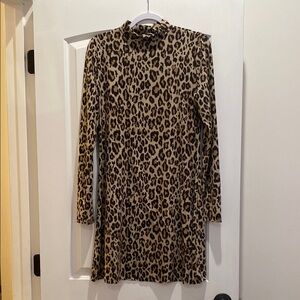 Leopard Print Long Sleeve Dress